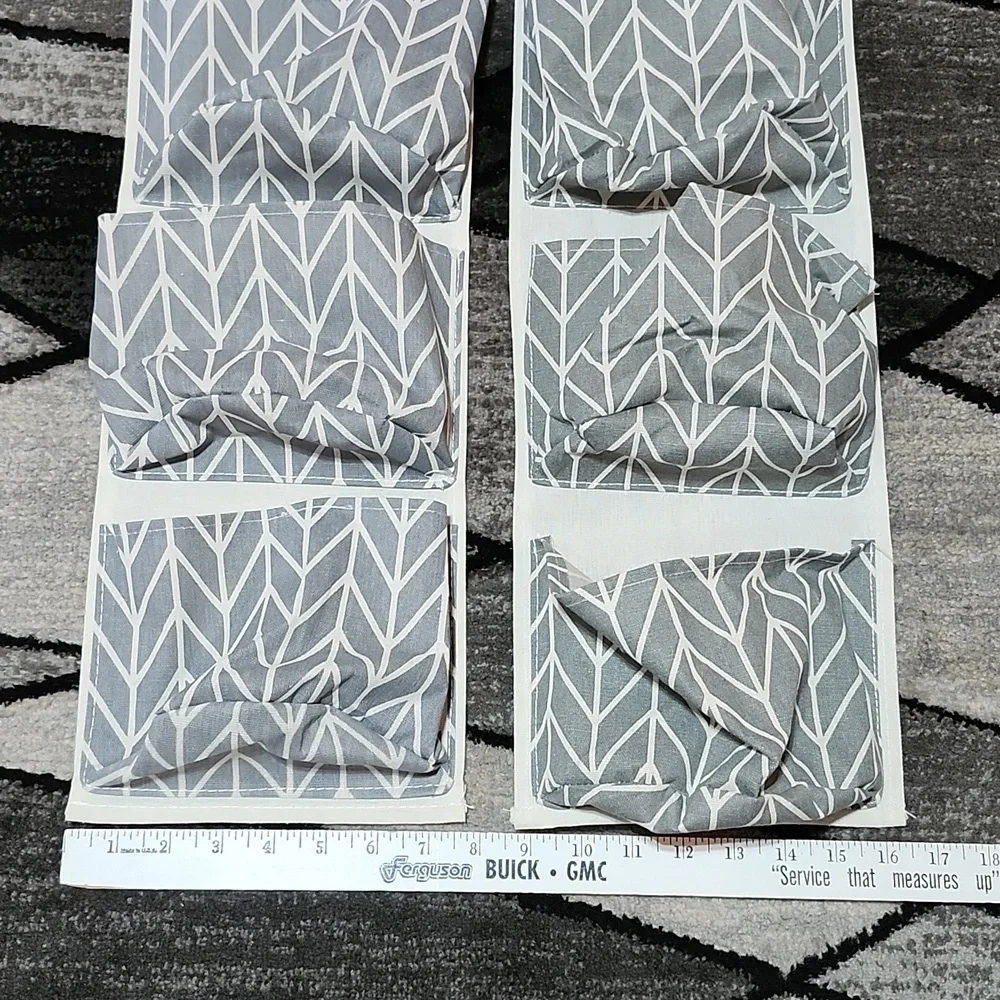 2- HOME GRAY CANVAS WATERPROOF WALL HANGING 3-POCKETS STORAGE ORGANIZER
